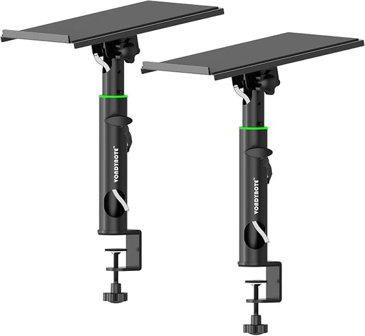 Vondynote Pair of Desktop Clamp Speaker Stands 12°Tilt, Cable Management | Heavy Duty Studio Monitor Stands, 12°Tilt, 13"-16.8" Height Adjustable, Cable Management by Vondynote