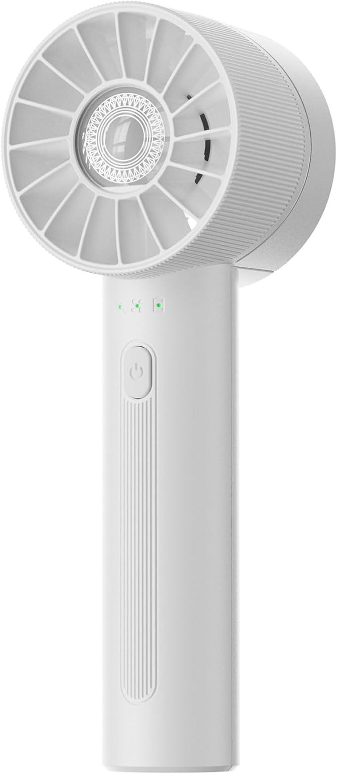 Portable Mini Handheld Turbo Fan, 4 Speed High Velocity Personal Cooling Device [Max 16H], Rechargeable Purse Travel Essential for Vacation/Beach/Trip - White by Coolwill