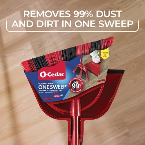 O-Cedar One Sweep Broom & Step-On Dustpan Set | Patented Wave Bristles Remove Over 99% of Dirt in One Pass | Lightweight & Quiet for Pet-Friendly Cleaning - Image 4