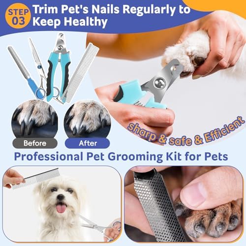 Bath Grooming Kit for Pets, 10pcs Dog Brush for Shedding with Dog Nail Clipper and Trimmer, Dog and Cat Grooming Supplies, Dematting Comb for Dogs, Pet Bath Supplies - Image 5