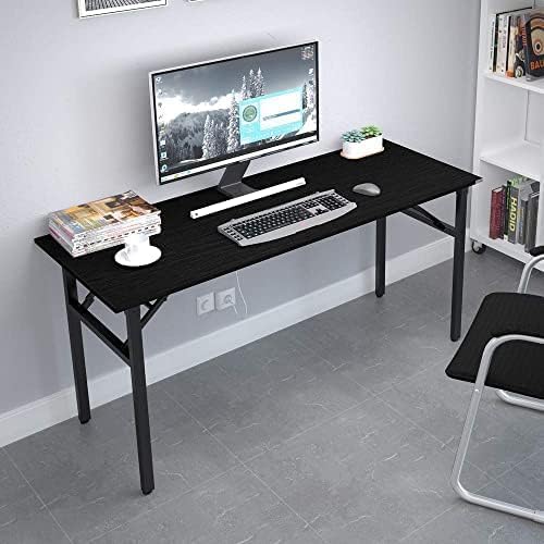 Need Home Office Desk - 62 Inches Large Computer Desk Sturdy Black Table Foldable Desk Gaming Computer Table No Assembly Required AC5CB 62inch | Black Frame Writing Gaming Work Table/Foldable Home Office Desk/Sewing Table, No Assembly Required - Image 2