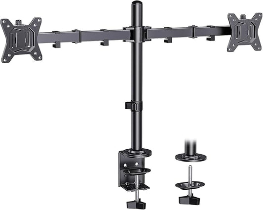 ErGear Dual Monitor Desk Mount for 13″–34″ Monitors up to 26.5 lbs, Fully Adjustable Monitor Stand Holds 2 Computer Screens, Heavy-Duty Dual Monitor Arm with C-Clamp & Grommet Base, Black, EGCM13B by ErGear