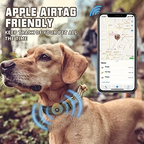 Auroth Airtag Dog Collar, Adjustable Air Tag Case Holder Dog Collar for Medium Large Dogs, Airtag Dog Collar Holder with Heavy Duty D Ring Tangle Free - Image 2