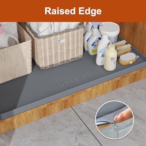 22" x 22" Extra Thick Silicone Mat Waterproof with Raised Edge, Gray - Image 3