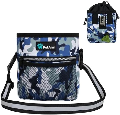 PetAmi Hands Free Dog Treat Pouch for Training and Walking, Camo Blue by PetAmi