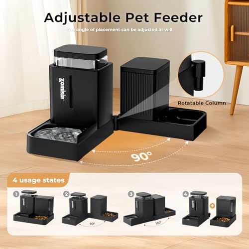 ZOMISIA Gravity Cat Feeder and Water Dispenser, 0.8 Gallon x 2, White - Image 4