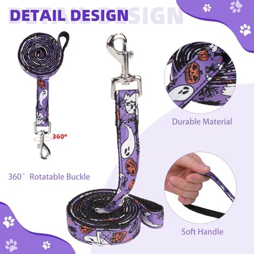 KOOLTAIL Halloween Dog Harness and Leash Set for Small Medium Dogs, Step in No Pull Soft Mesh Harness Comfort Padded Pet Vest, Adjustable Reflective Easy Walking Puppy Cats Harness Training, Ghost M - Image 3