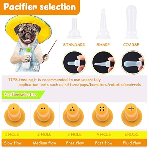 Tondiamo 17 Pcs Puppy Kitten Bottle Feeding Kit Nursing Milk, Yellow Green - Image 6