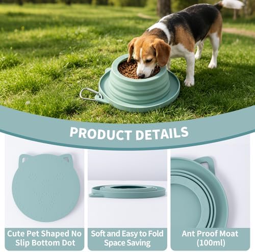 Spill Proof Dog Water Bowl for Car Road Trip, Collapsible Pet Travel Bowl - Image 6