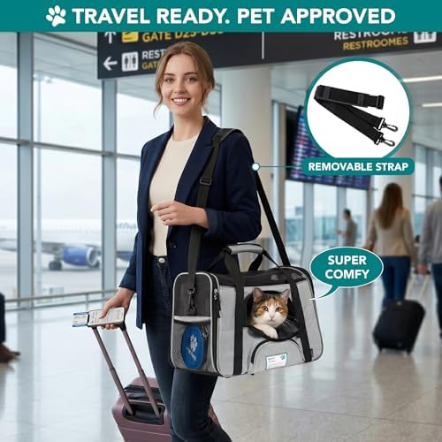 PetAmi Airline Approved Pet Carrier for Cats & Small Dogs, Small Light Gray - Image 5