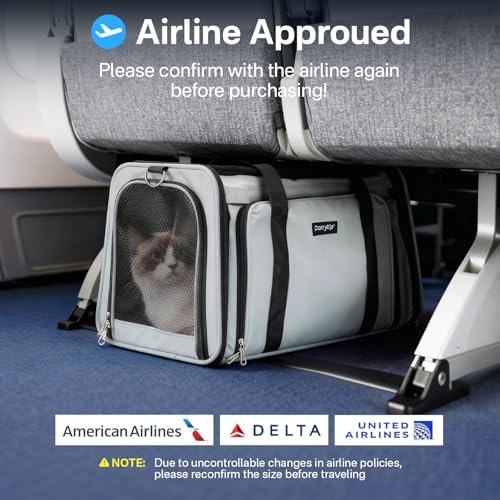 Expandable Cat Carrier, Airline Approved Soft Sided Pet Carrier for Cats & Small Dogs Up to 15 lbs, with Locking Safety Zippers & Cozy Fleece Pad, Portable for Car & Vet Visits, Black - Image 3