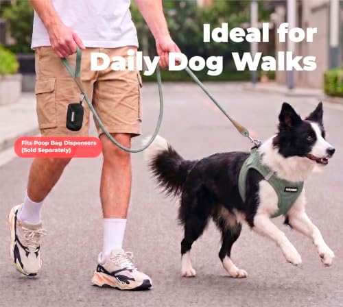 Voyager by Best Pet Supplies Round Rope Reflective Dog Leash - Soft Neoprene Handle & Tangle-Free Hook - Heavy Duty, Strong Durable Lead for Large/Medium/Small Dogs - Moss Green, 3/8” x 5' - Image 3
