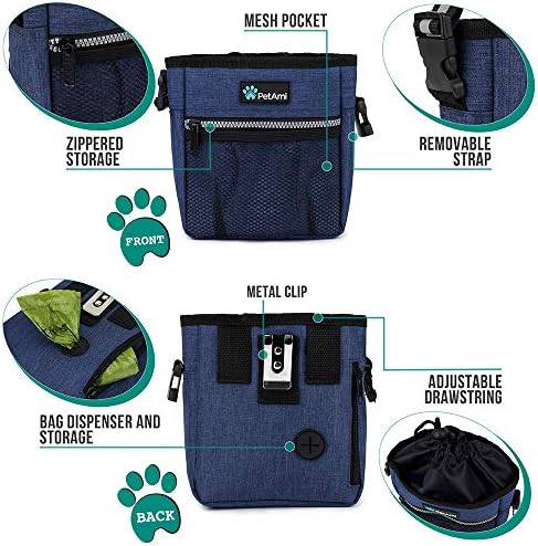 PetAmi Hands Free Dog Treat Pouch for Training and Walking, Navy - Image 3