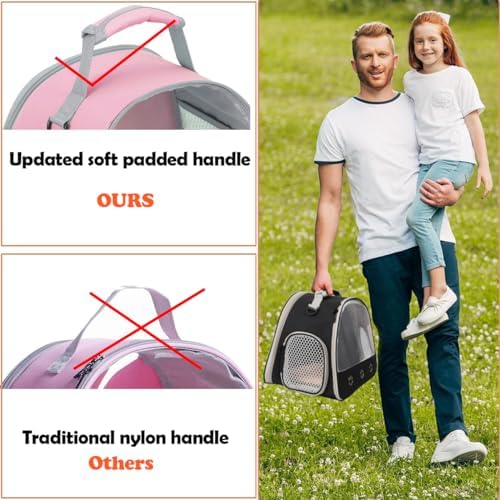 Ventilation Carrier for Bearded Dragon,Guinea Pig Carrier,Guinea Pig Carrier for 2,Reptile Travel Carrier for Lizards Sugar Glider Hedgehog Rat Parrot Birds,Airline Approved Pink - Image 5