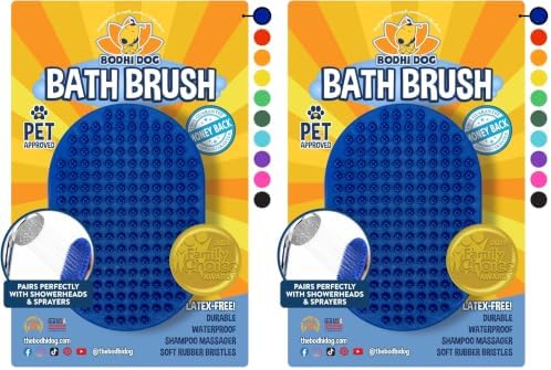 Bodhi Dog Shampoo Brush - Pet Grooming & Bath Supplies for Dogs and Cats - Bath Brush for Long & Short Hair - Premium Scrubber for Shower, Bathing & Massage (One Pack, Blue) (Pack of 2) by BodhiDog