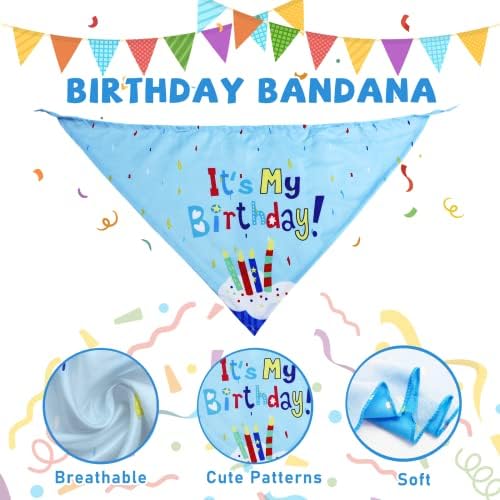 lilfrd 9Pcs Blue Dog Birthday Toy Set, Squeaky Hat Bandana Gift for Dogs - Image 5