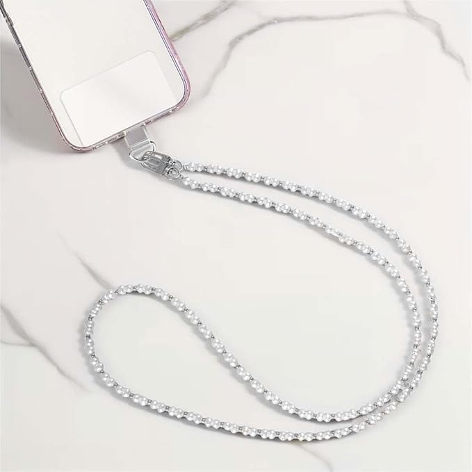 Phone Crossbody Chain Cell Phone Lanyard,Universal Leather+Metal Shouder Strap with Phone Tether Patches (V) - Image 6