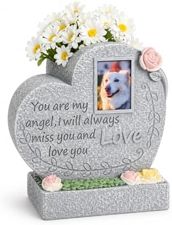 Pet Memorial Stone for Loss of Dog or Cat-Resin Dog Memorial Gifts with Flower Language Design-Heartfelt Pet Loss Sympathy Gift-Dog Passing Away Remembrance Keepsake by Toaocrs