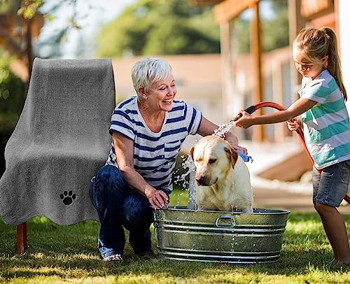 Puomue 3 Pack Microfiber Dog Towels for Drying Dogs, Super Absorbent and Soft Pet Grooming Towel, 40 Inch X 23.6 Inch, Perfect Dog Drying Towels for Large, Medium or Small Dogs, Grey - Image 6
