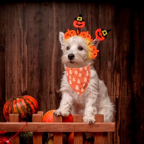 PTDECOR Halloween Dog Bandana, Ghost Pumpkin Dog Scarf, Small - Image 2