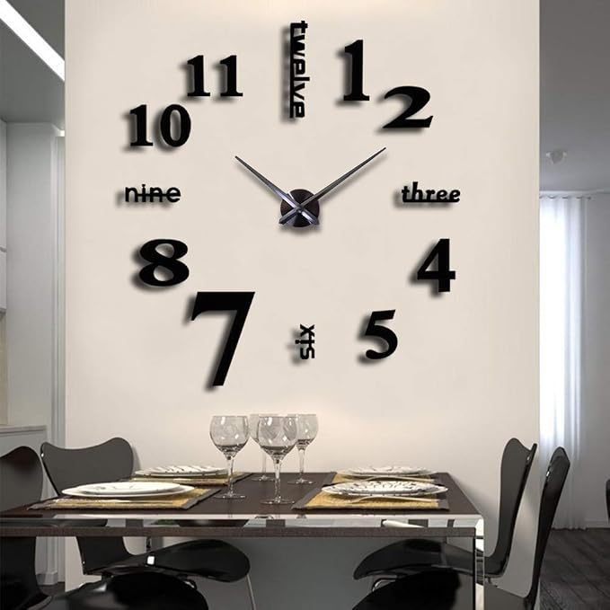 FASHION in THE CITY Large Frameless 3D DIY Mirror Surface Wall Clocks Modern Design for Living Room Bedroom Home Office Kids Room Hotel Coffee Hall Bar Wall Decoration by FASHIONinTHECITY