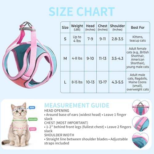 Cat Harness and Leash, Escape-Proof Cat Harness Set, Adjustable Step-in Pet Harness for Walking, Soft Breathable Reflective Vest for Cats & Dogs (Orange, Small) - Image 5