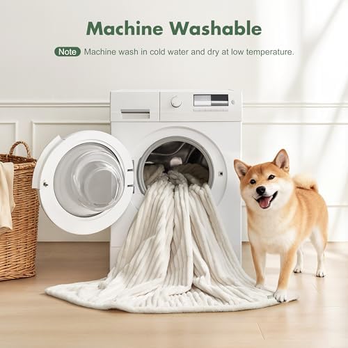 Waterproof Dog Blanket for Large Dogs - Washable Pet Throw Blanket for Couch Bed Protector, Cozy Fleece Calming Dog Blankets for Indoors & Outdoors, Cream, 50"x60" - Image 6