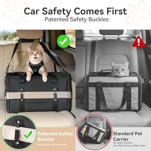 PETSFIT Large Cat Carrier with Patented Safety Buckles,Big Cats Up to 20 lb - Image 2