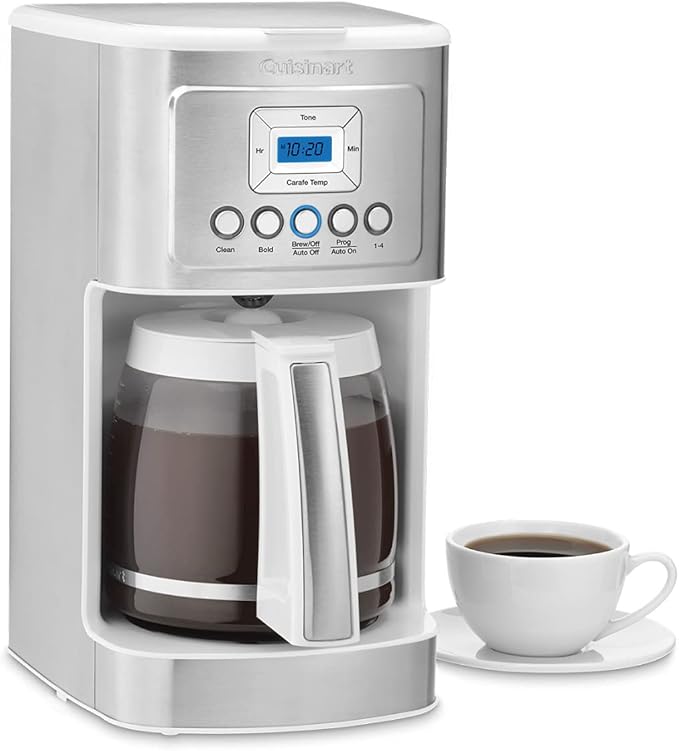 Cuisinart 14-Cup Coffee Maker, Programmable PerfecTemp Glass Carafe Coffee Machine with 1-4 Cup Setting, Brew Strength Control and Brew Pause, Stainless Steel, DCC-3200WNAS, White - Image 2