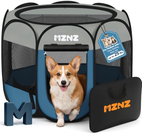 Dog Cat Small Animal Puppy Playpen Crate, Medium, Grey Blue by MZNZ