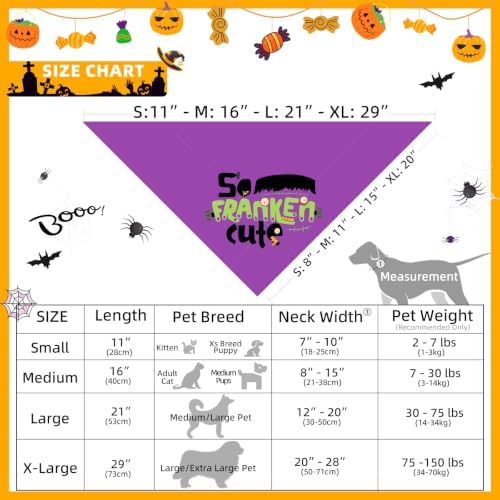 Halloween Dog Bandanas with So Franken Cute Sign, 5-30lbs Pet - Image 6