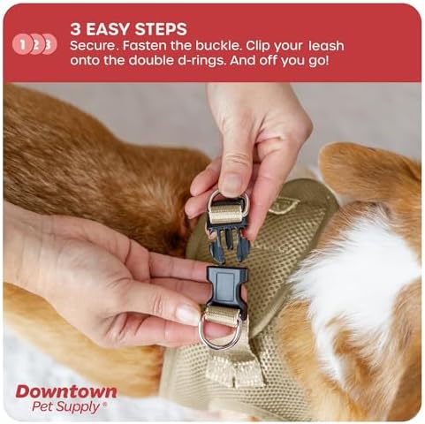 Downtown Pet Supply Step in Dog Harness No Pull, XX-Large, Khaki - Adjustable Harness with Padded Mesh Fabric and Reflective Trim - Buckle Strap Harness for Dogs - Image 5