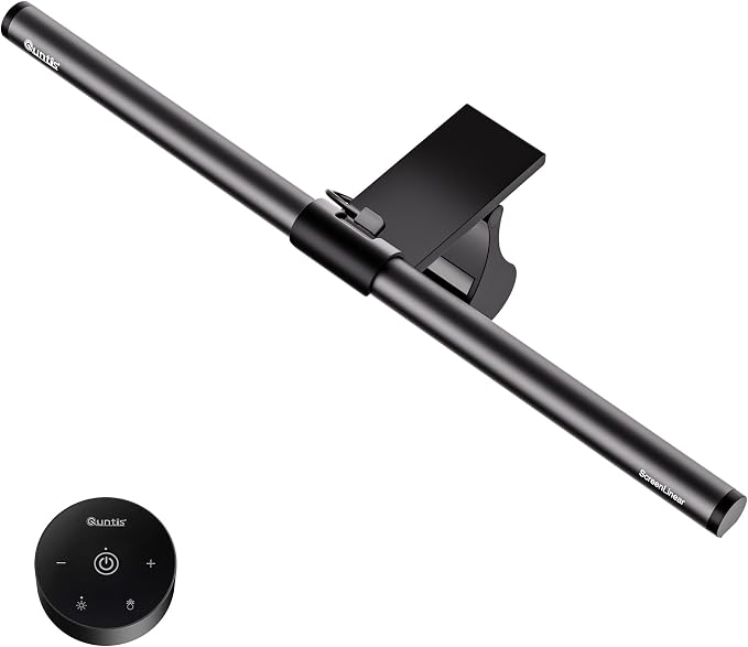 Quntis Monitor Light Bar with Remote, Eye-Care No Glare Computer Light for Curved Flat Monitor, Adjustable Brightness & Color Temperature, Space Saving Desk Accessories for Home Office Reading Gaming by Quntis