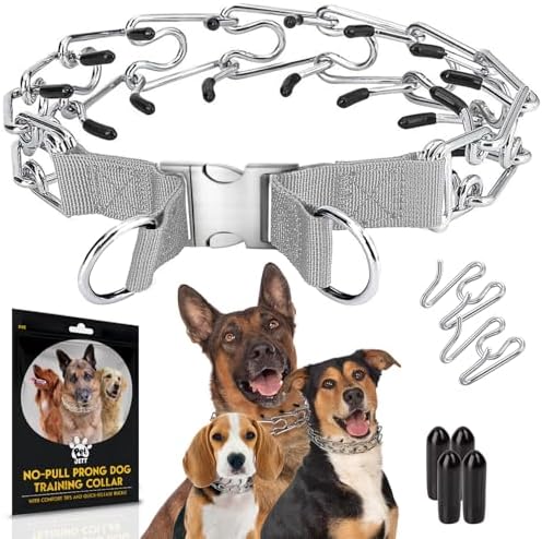 PetJett Prong Collar for Dogs - Choke Collar for Dogs, Pinch Collar for Dog, Adjustable Training Collar & Walking Tool for Small, Medium, or Large Breed - No Pull Stainless Steel Metal Choker Chain by PETJETT