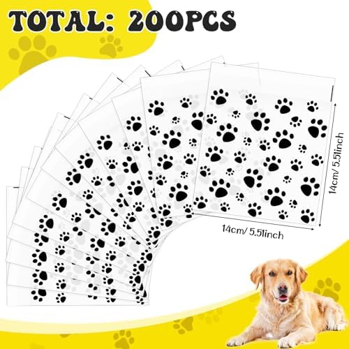 Pasimy 200 Pcs Paw Dog Treat Bags Clear Cellophane, Clear Black - Image 3