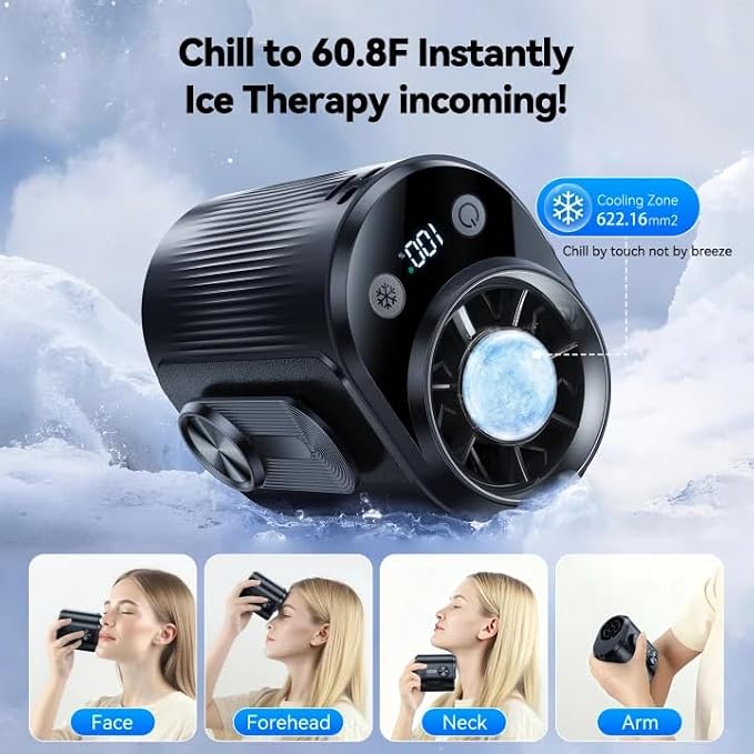 KIMMOO AI Portable Rechargeable Waist Fan with Ice Cooler, 24H Max Cooling, 100-Speed 20000RPM Turbo Cooling Battery Personal Fan, Hands-Free Shirt/Belt/Neck Fan for Work Outdoor Travel, Black - Image 2
