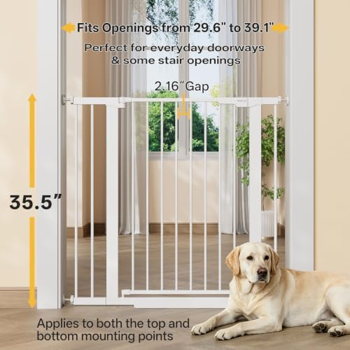 InnoTruth 29.6-39.1 in Wide x 35.5 in High Extra Tall Baby Gate, White - Image 2