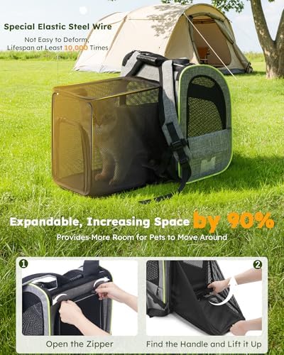 pecute Cat Backpack Expandable, Cat Carrier Backpack with Breathable Window - Image 3