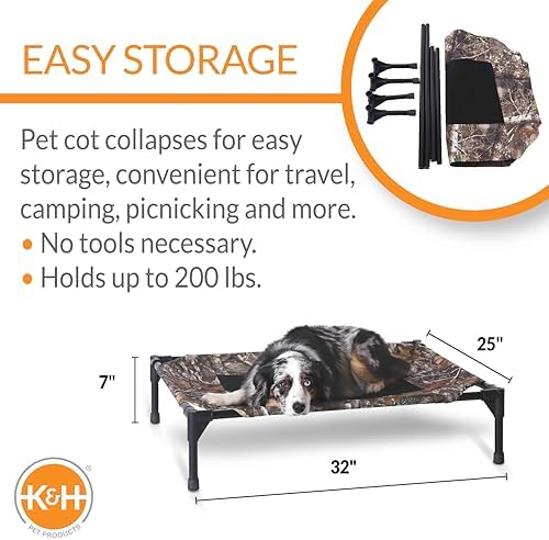 K&H Outdoor Elevated Dog Bed, Cooling Raised Dog Bed, Camo, Medium 32x25in - Image 2