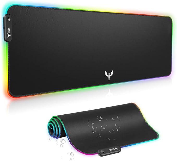 BladeHawks RGB Gaming Mouse Pad Extra Large Extended 31.5x12 Inch-Black | LED mouse pad with 14 lighting modes, covers keyboard & mouse, anti-slip rubber base, waterproof surface, USB powered by BladeHawks