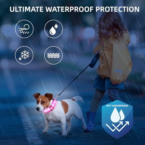 Super Bright LED Dog Collar, Waterproof Light up Collars(Pink, X-Small) - Image 4