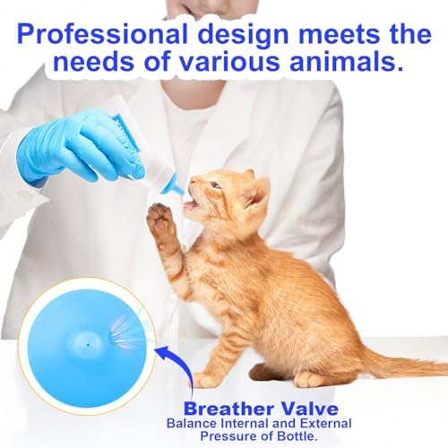 3 Pack Kitten Silicone Nursing Bottle,Silicone Feeding Nipple, Reusable Newborn Kitten Supplies, Suitable for Feeding, Puppy, Rabbit, Hamster (Blue, Large) - Image 4