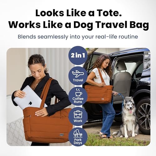 Rubyloo Dog Mom Essentials Bundle - Puffer Tote with Storage Containers (Rust) and 32 oz Water Bottle with Detachable Bowl (Dog Mom) - Travel Bag and Hydration Set - Image 4