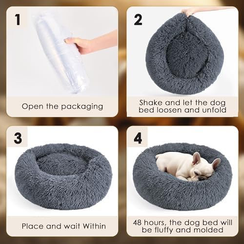 Extra Large Dog Beds, 36in Human Dog Anxiety Relief Comfort Bed (Dark Grey) - Image 6