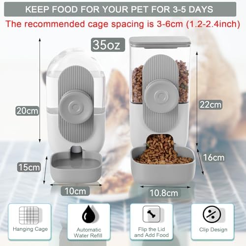 Lemtrflo Rabbit Feeder, Bunny Water Bottle Dispenser, Pet Cage Food Bowl - Image 2