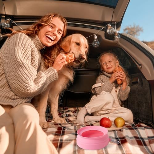 SLSON Spill Proof Dog Water Bowl for Cars,Collapsible No Splash Dog Travel Bowls Integrated Molding Portable Pet Bowl for Road Trip Truck,RV,SUV,Boat Accessories (Pink) - Image 6