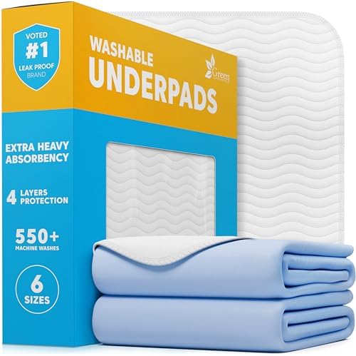 GREEN LIFESTYLE Washable Pee Pads for Dogs - Thick Heavy Absorbent Waterproof Pet Training Pads - Puppy Pads - for Puppy Playpen, Crate, Whelping Box, Potty Training (Pack of 2 - 18x24) by GreenLifeStyle