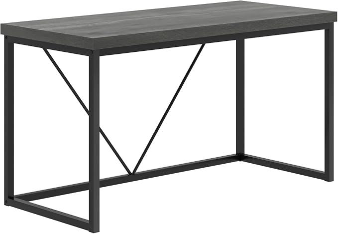 EXCEFUR Modern Computer Desk, Small Home Office Desk, Wood and Metal Writing Study Table Workstation for Bedroom Living Room, Rustic Grey, 47 inch - Image 9