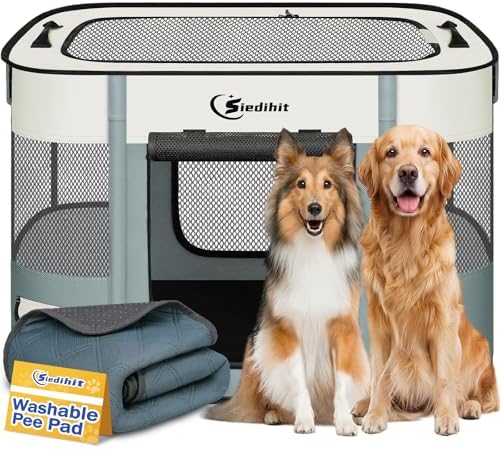 Siedihit 35" Dog Playpen,Cat Puppy Pen, Pet Portable Crate Indoor Outdoor by Siedihit