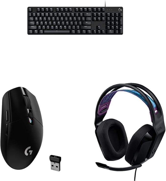 Logitech G413 SE Full-Size Mechanical Gaming Keyboard + G305 Lightspeed Wireless Gaming Mouse + G335 Wired Gaming Headset Bundle - Black by Unknown